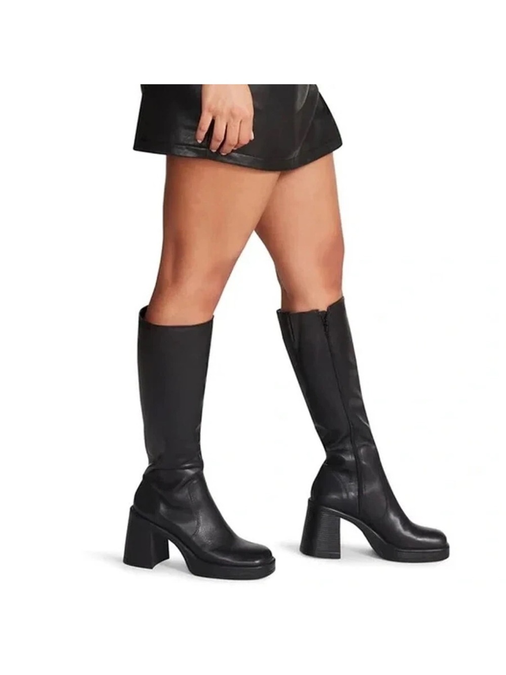 Steve Madden Fanatik Leather Boot Black Size 6.5 M
